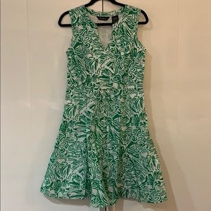 Green and white floral dress